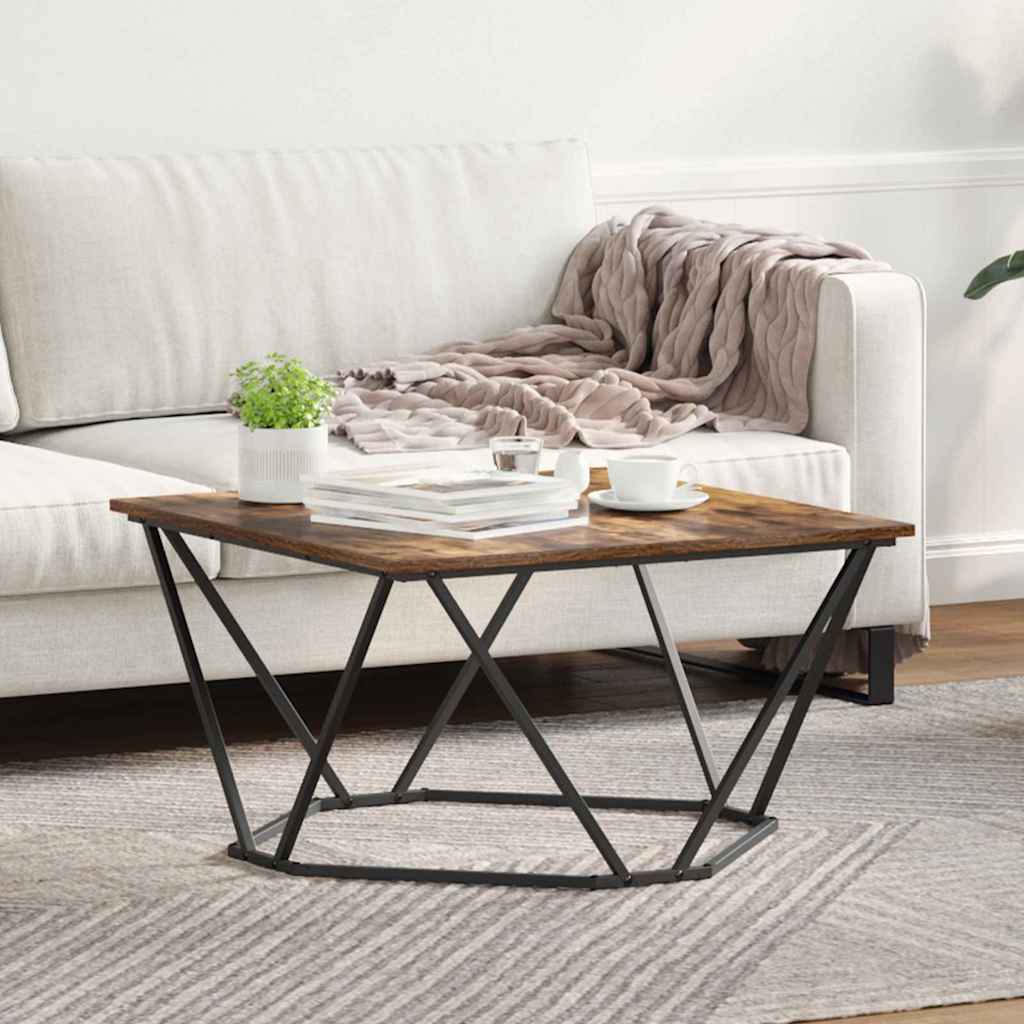 Sofabord Røget eg 80 x 80 x 45 cm Ingeniørtræ og stål