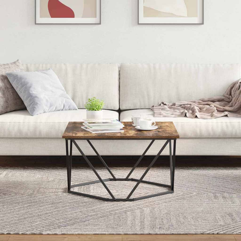 Sofabord Røget eg 80 x 80 x 45 cm Ingeniørtræ og stål
