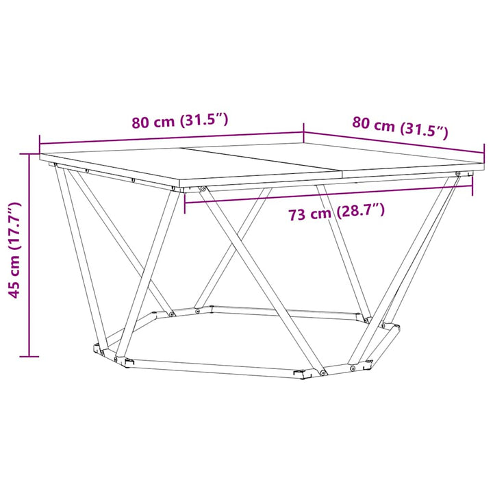 Sofabord Røget eg 80 x 80 x 45 cm Ingeniørtræ og stål