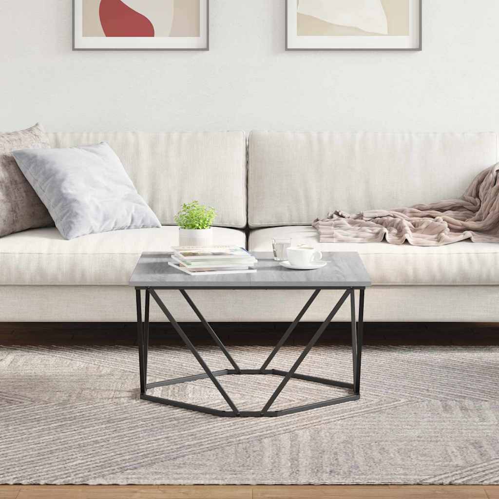 Sofabord Grå Sonoma 80 x 80 x 45 cm Ingeniørtræ og stål