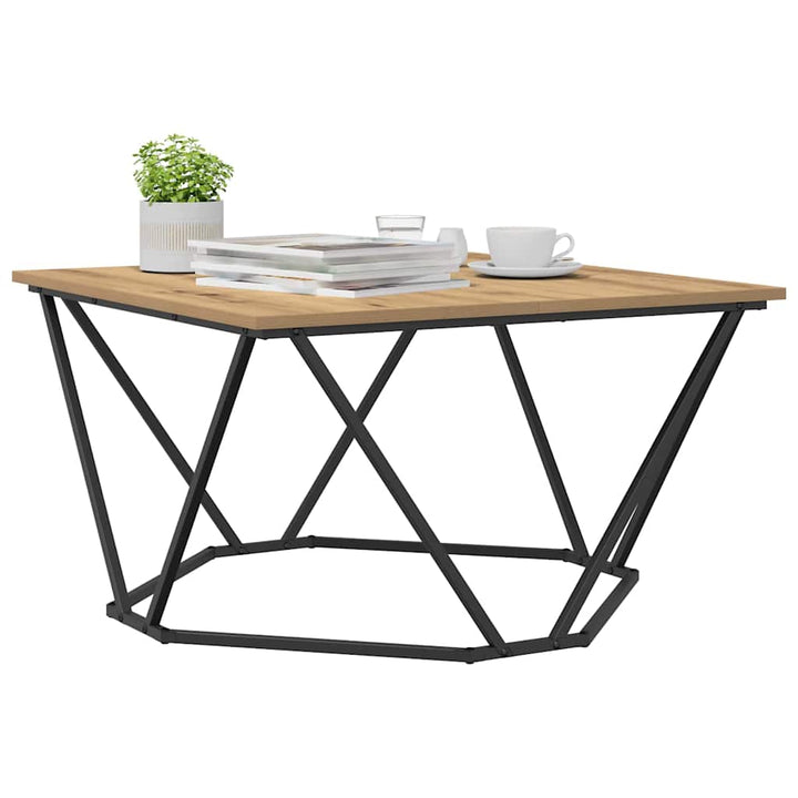 Sofabord Artisan Egetræ 80 x 80 x 45 cm Ingeniørtræ og stål