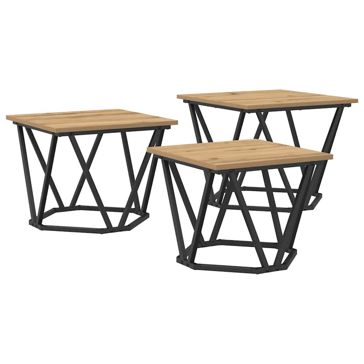 Sofabord 3 pcs Artisan Egetræ 50 x 50 x 40 cm