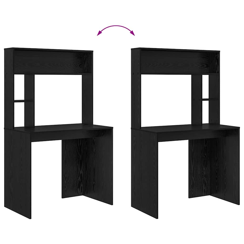 Bord med hylde Sort eg 91 x 50 x 149 cm Konstrueret træ
