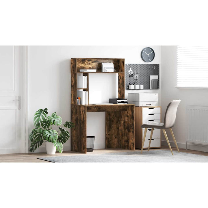 Bord med hylde Røget eg 91 x 50 x 149 cm Konstrueret træ