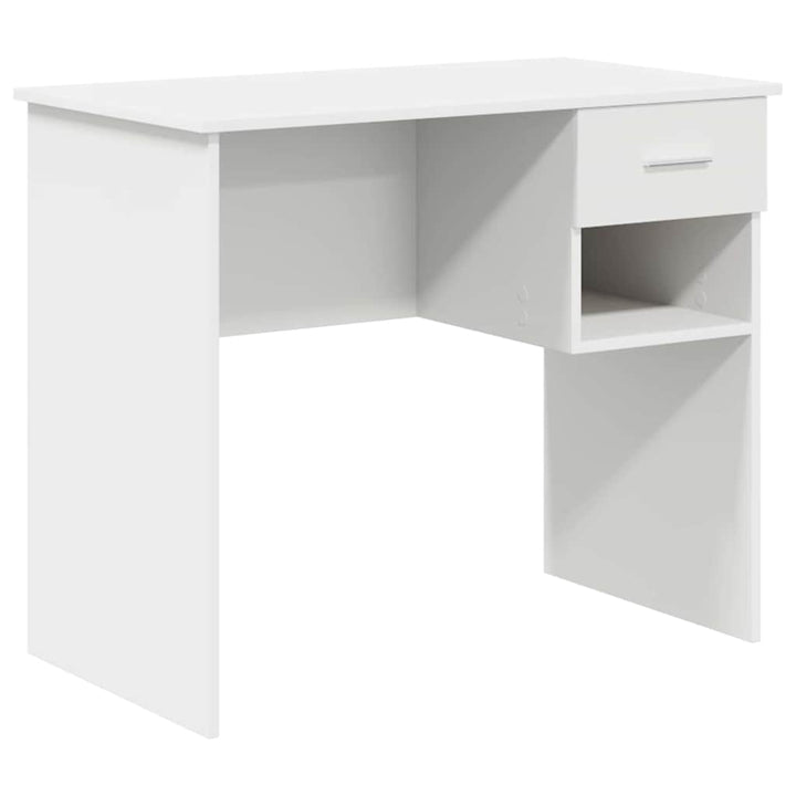 Bord med skuffe med hylde Hvid 90 x 49 x 75 cm Konstrueret træ