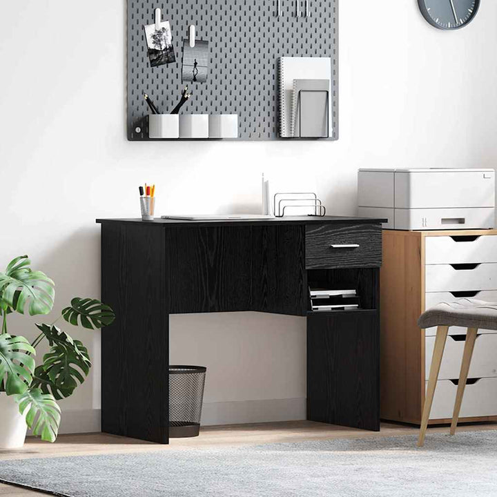Bord med skuffe Sort eg 90 x 49 x 75 cm Konstrueret træ