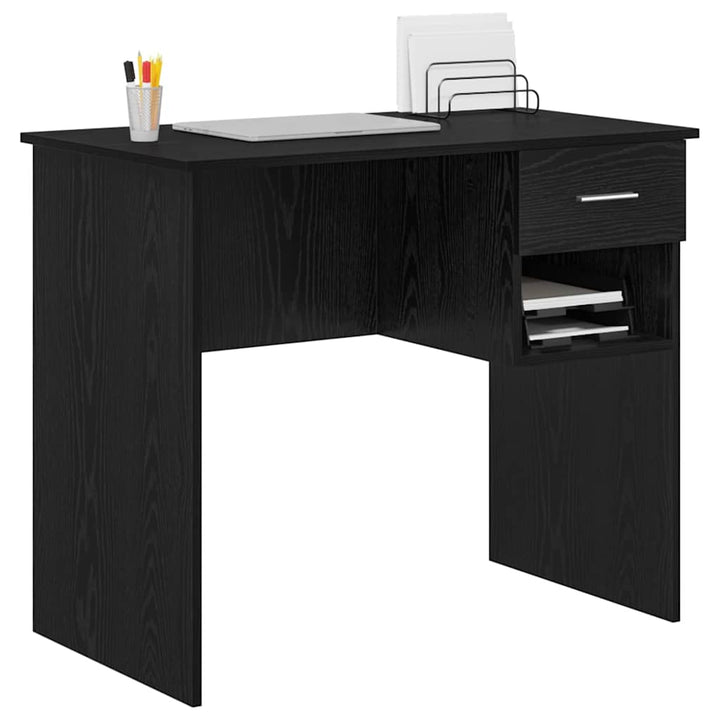 Bord med skuffe Sort eg 90 x 49 x 75 cm Konstrueret træ