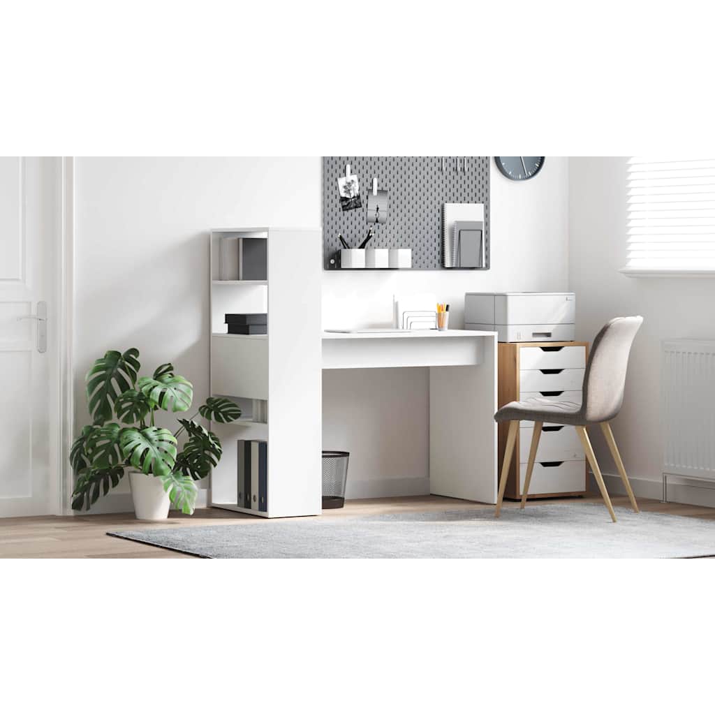 Bord med hylde Hvid 113 x 54 x 120 cm Konstrueret træ
