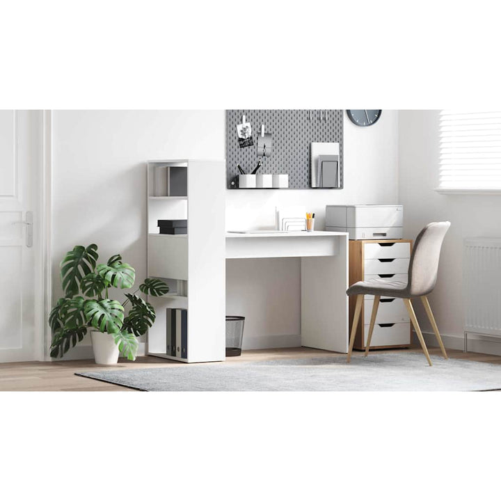 Bord med hylde Hvid 113 x 54 x 120 cm Konstrueret træ