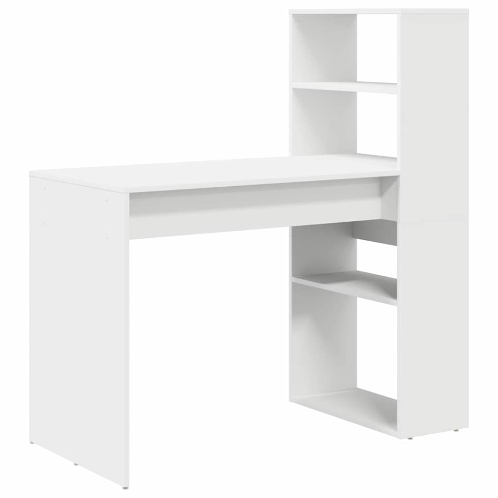 Bord med hylde Hvid 113 x 54 x 120 cm Konstrueret træ
