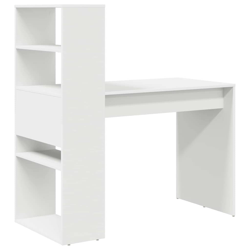 Bord med hylde Hvid 113 x 54 x 120 cm Konstrueret træ