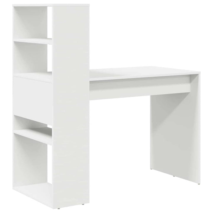 Bord med hylde Hvid 113 x 54 x 120 cm Konstrueret træ
