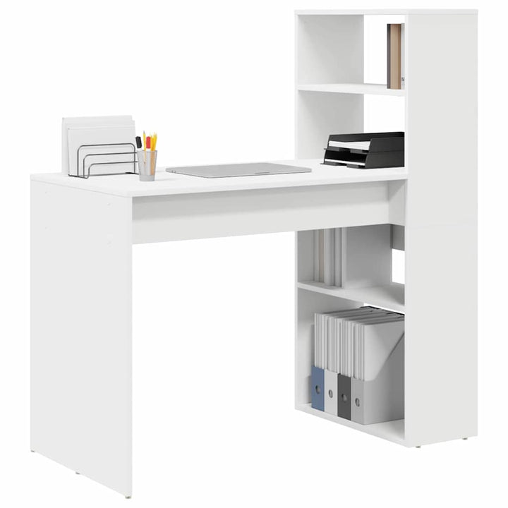 Bord med hylde Hvid 113 x 54 x 120 cm Konstrueret træ