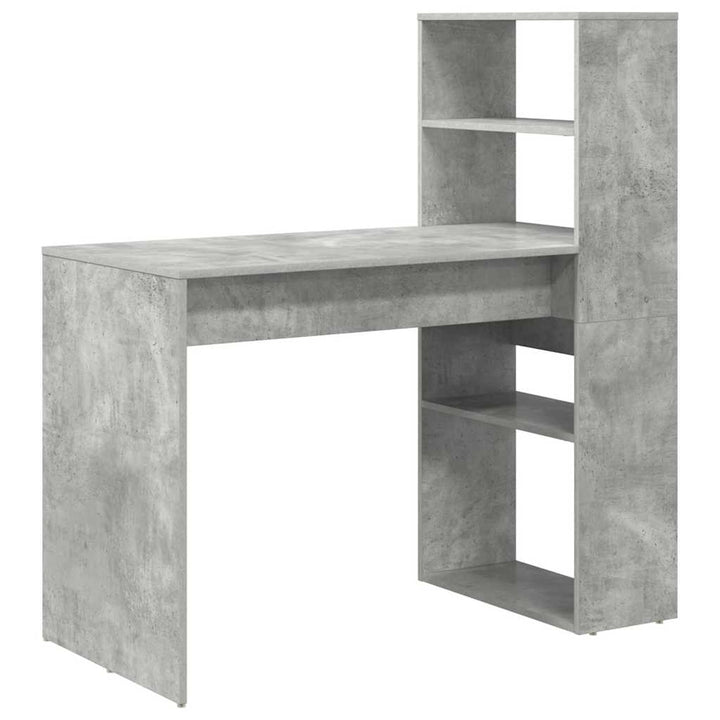 Bord med hylde Beton Grå 113 x 54 x 120 cm Konstrueret træ