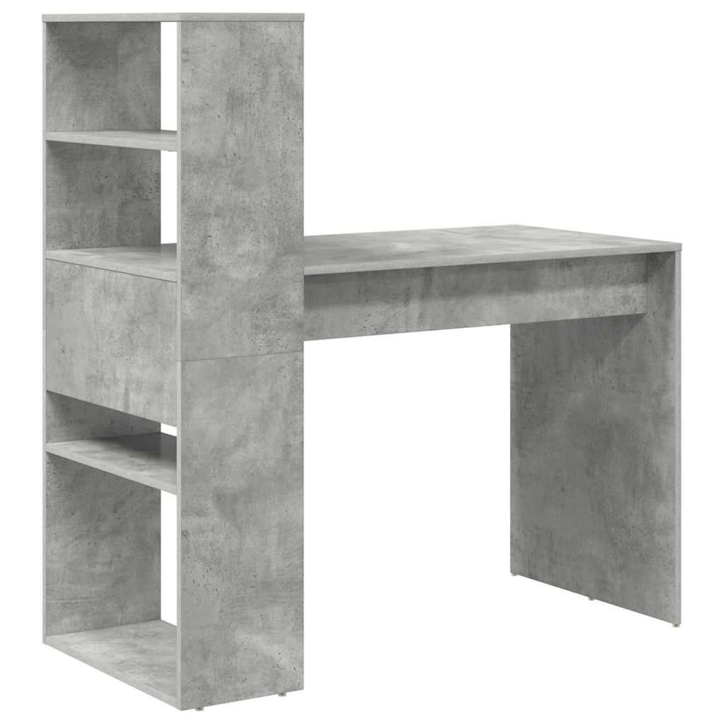 Bord med hylde Beton Grå 113 x 54 x 120 cm Konstrueret træ