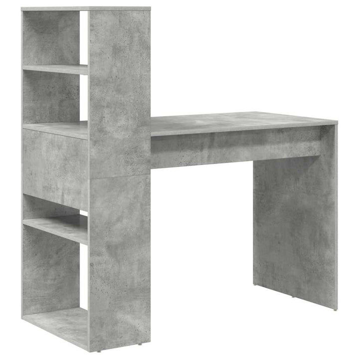 Bord med hylde Beton Grå 113 x 54 x 120 cm Konstrueret træ