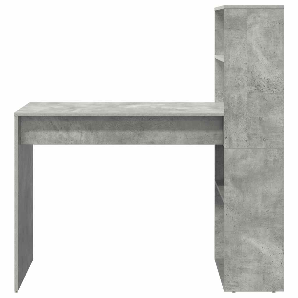 Bord med hylde Beton Grå 113 x 54 x 120 cm Konstrueret træ