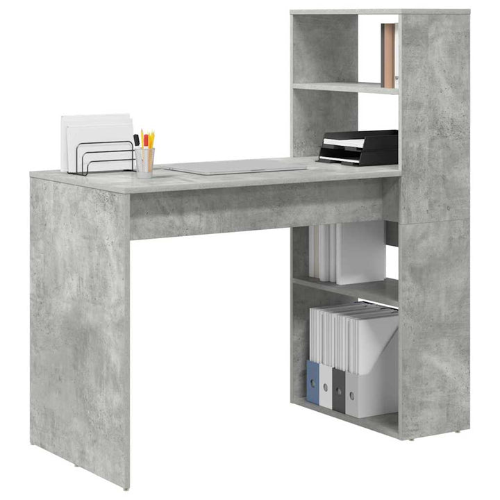 Bord med hylde Beton Grå 113 x 54 x 120 cm Konstrueret træ