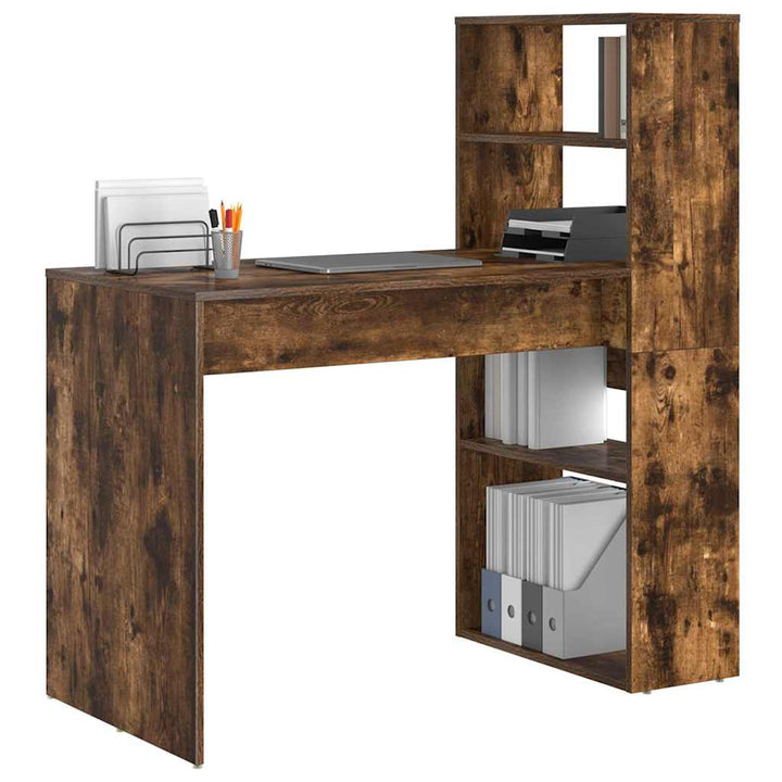 Bord med hylde Røget eg 113 x 54 x 120 cm Konstrueret træ