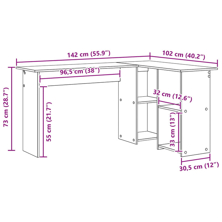 Bord Hvid 142 x 102 x 73 cm Konstrueret træ