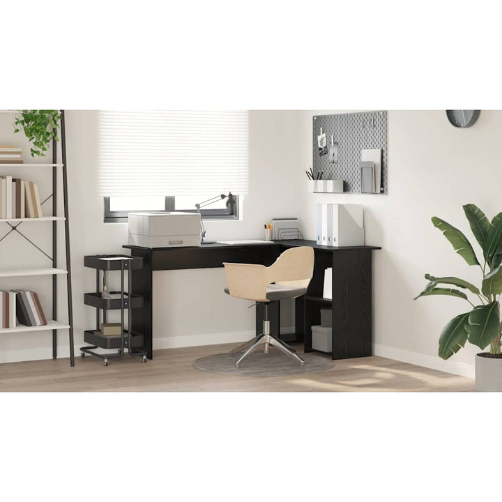 Bord med hylde Sort eg 142 x 102 x 73 cm Konstrueret træ
