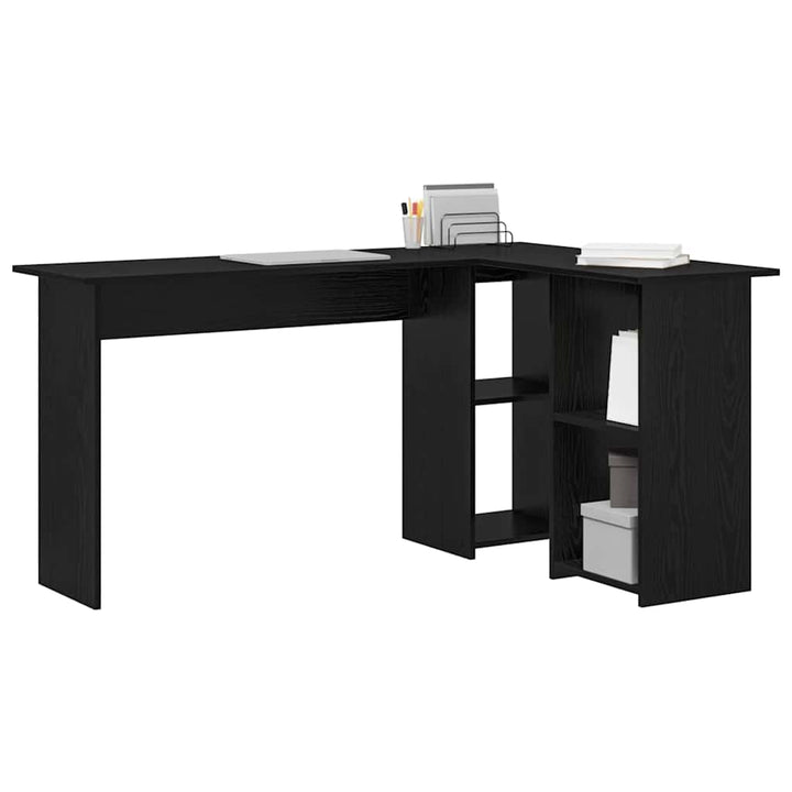 Bord med hylde Sort eg 142 x 102 x 73 cm Konstrueret træ