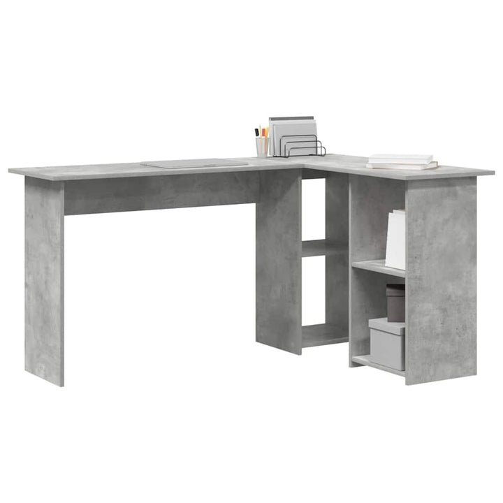 Bord med hylde Beton Grå 142 x 102 x 73 cm Konstrueret træ