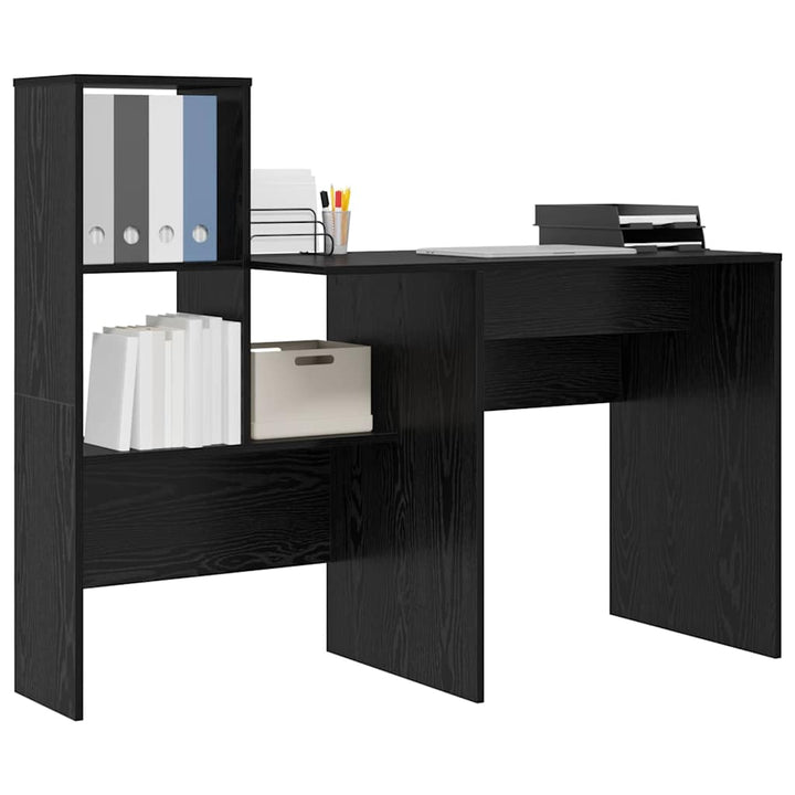 Bord med hylde Sort eg 131,5 x 50 x 106,5 cm Konstrueret træ