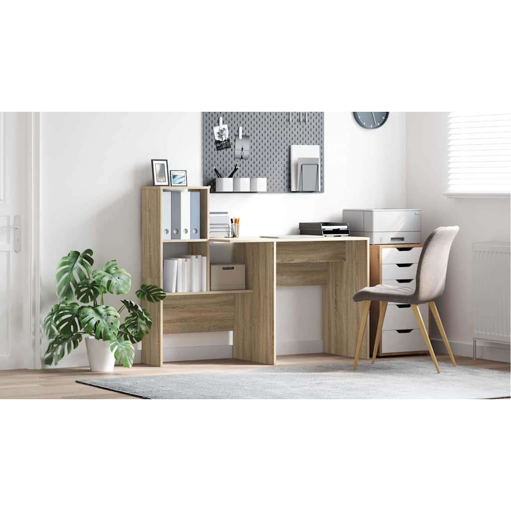 Bord med hylde Sonoma eg 131,5 x 50 x 106,5 cm Konstrueret træ