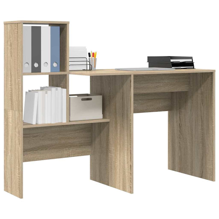 Bord med hylde Sonoma eg 131,5 x 50 x 106,5 cm Konstrueret træ