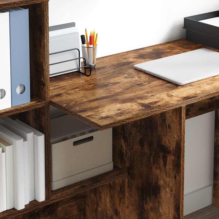 Bord med hylde Røget eg 131,5 x 50 x 106,5 cm Konstrueret træ