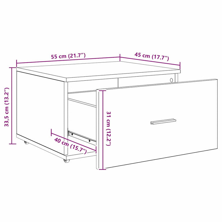 Skuffeskab med hjul Hvid 55 x 45 x 31 cm