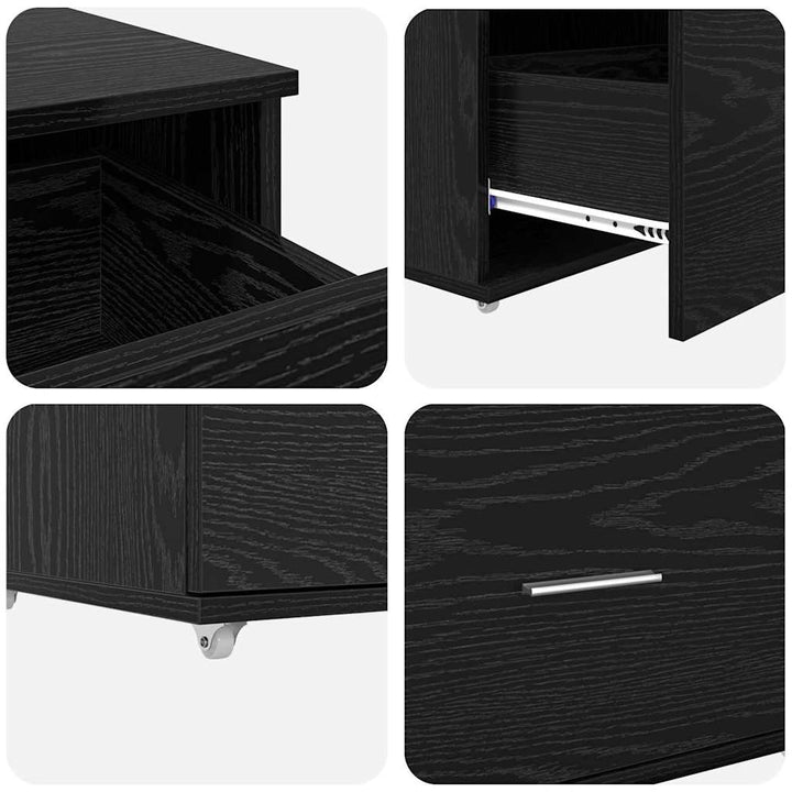Skuffeskab med hjul Sort eg 55 x 45 x 31 cm