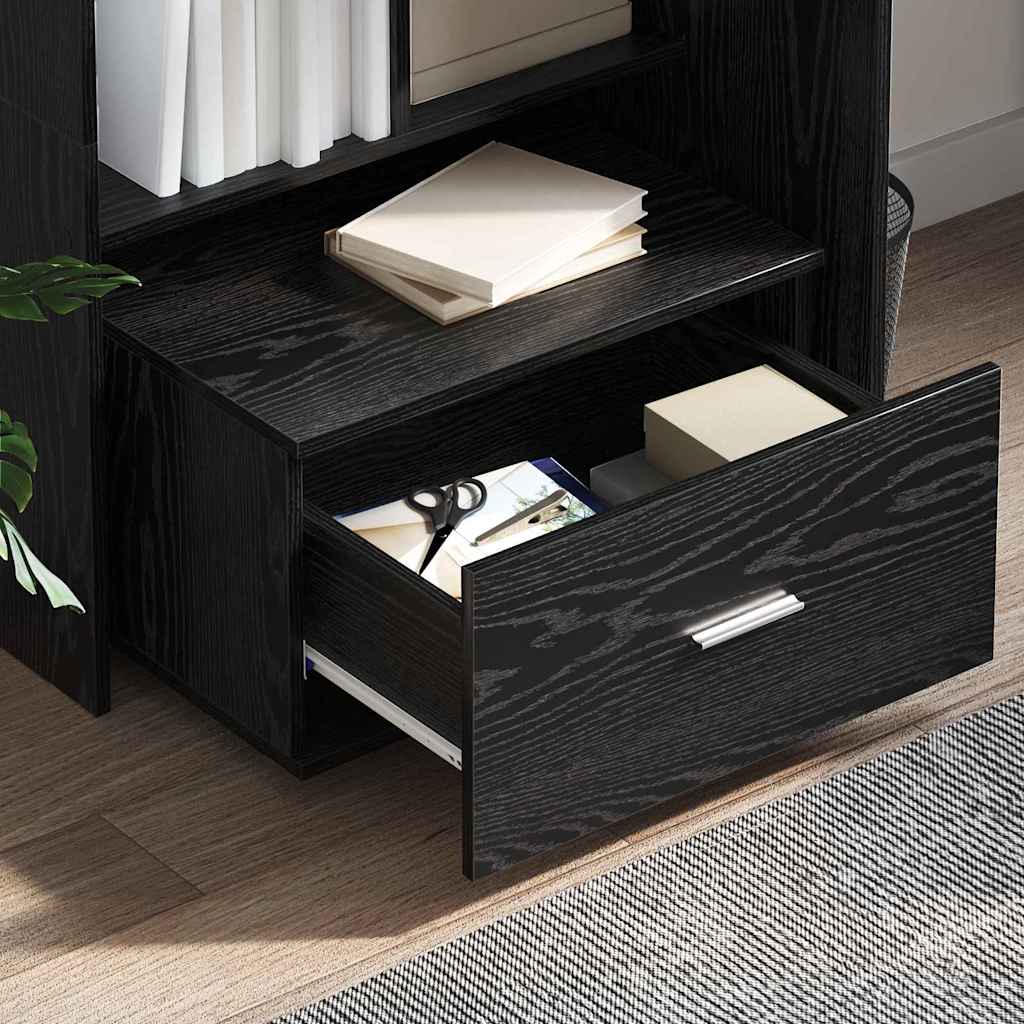 Skuffeskab med hjul Sort eg 55 x 45 x 31 cm