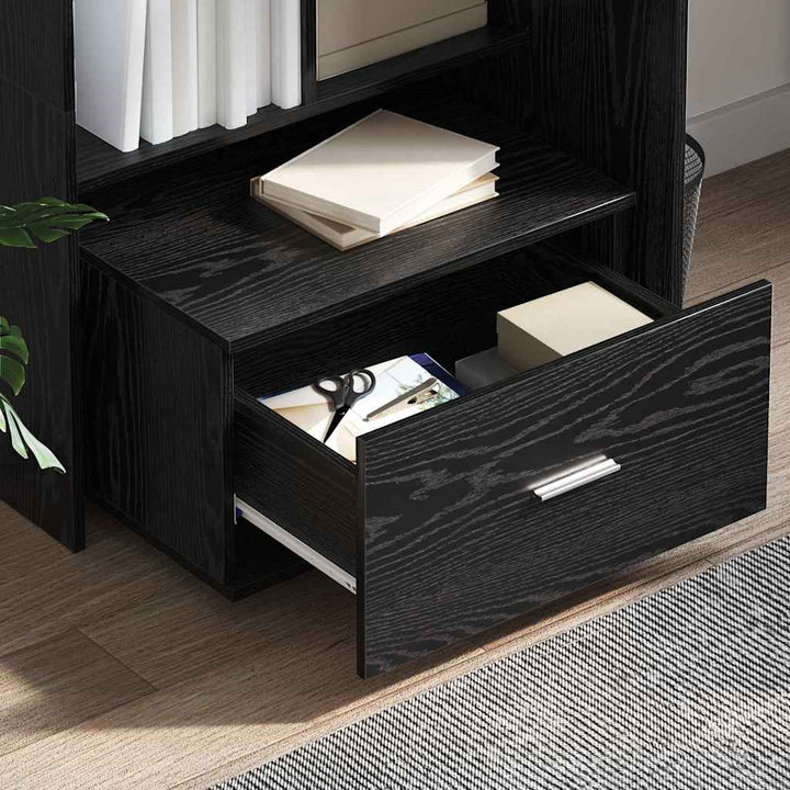 Skuffeskab med hjul Sort eg 55 x 45 x 31 cm