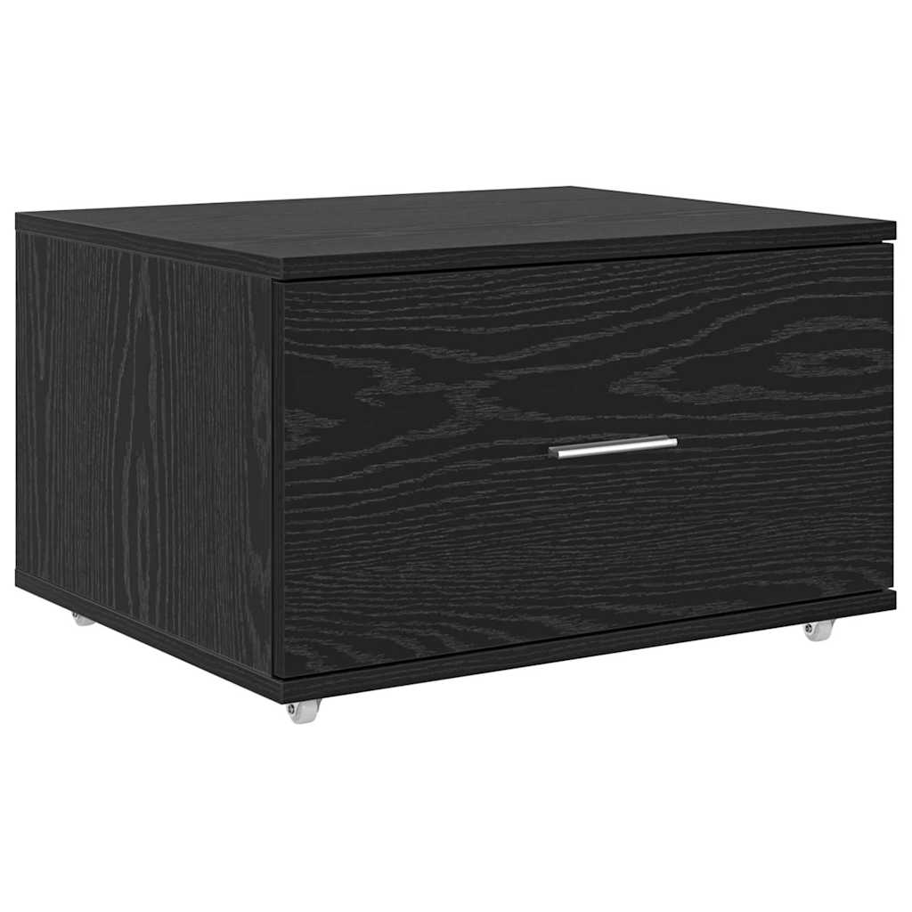 Skuffeskab med hjul Sort eg 55 x 45 x 31 cm