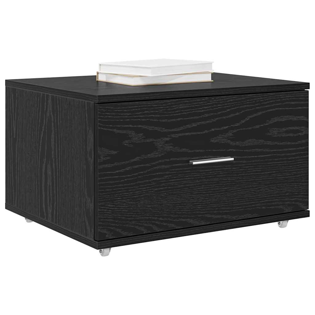 Skuffeskab med hjul Sort eg 55 x 45 x 31 cm