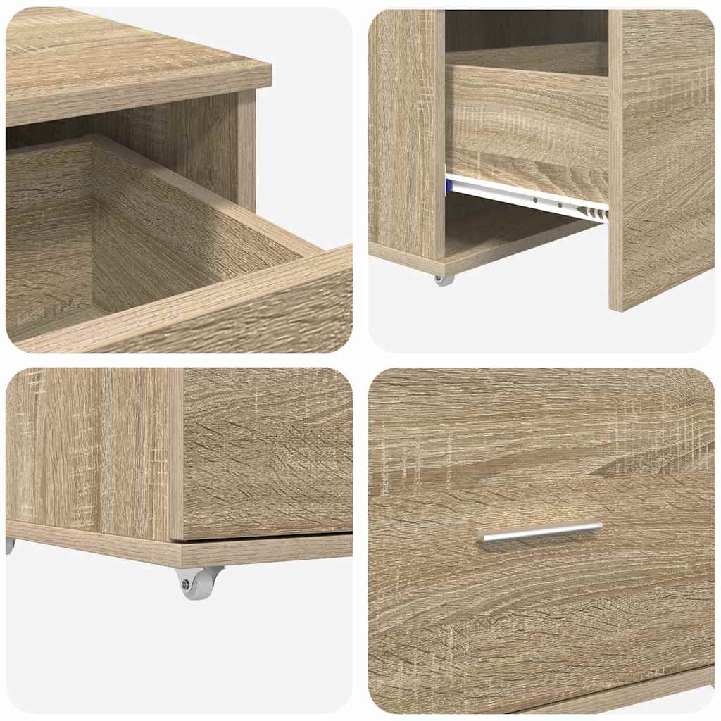 Skuffeskab med hjul Sonoma eg 55 x 45 x 31 cm