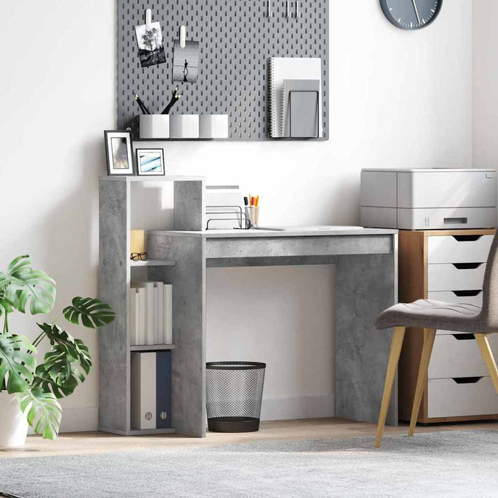 Bord med hylde Beton Grå 100 x 40 x 90 cm Konstrueret træ