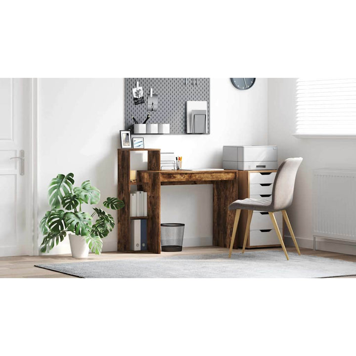 Bord med hylde Røget eg 100 x 40 x 90 cm Konstrueret træ