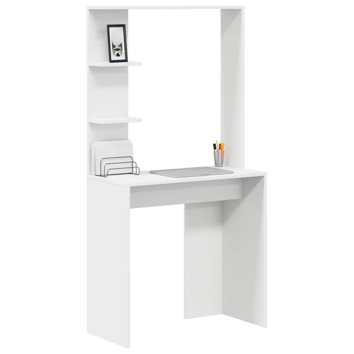 Bord med hylde Hvid 78,5 x 37 x 154,5 cm Konstrueret træ