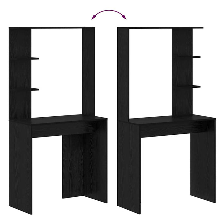 Bord med hylde Sort eg 78,5 x 37 x 154,5 cm Konstrueret træ