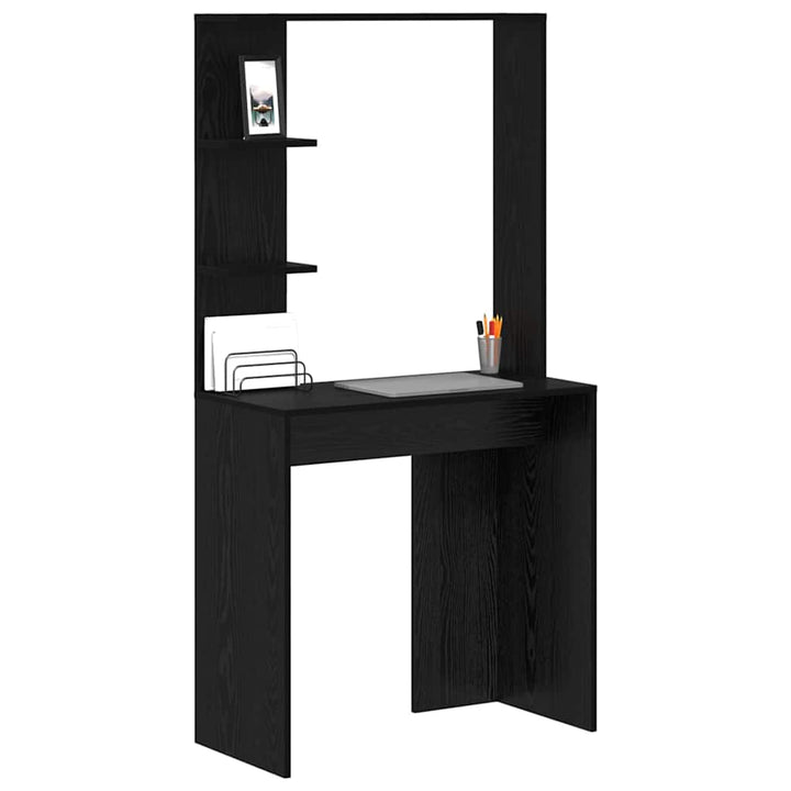 Bord med hylde Sort eg 78,5 x 37 x 154,5 cm Konstrueret træ