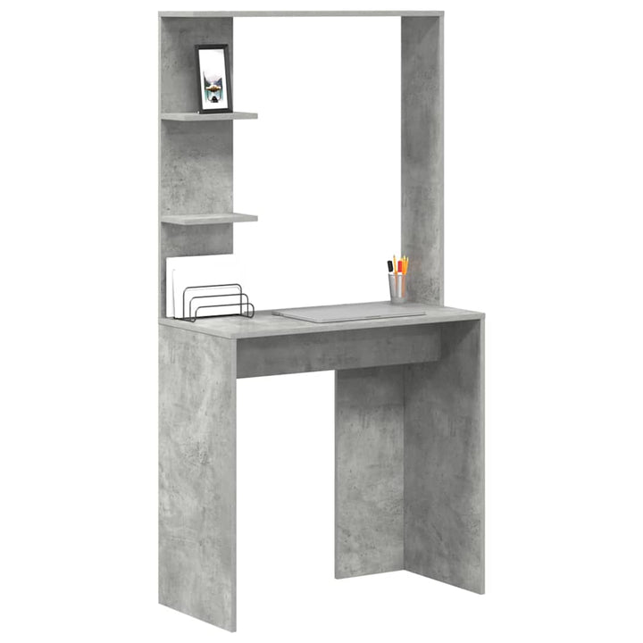 Bord med hylde Beton Grå 78,5 x 37 x 154,5 cm Konstrueret træ