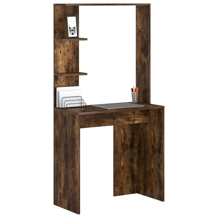 Bord med hylde Røget eg 78,5 x 37 x 154,5 cm Konstrueret træ