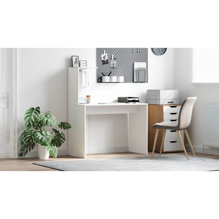 Bord med hylde Hvid 102 x 50 x 124 cm Konstrueret træ