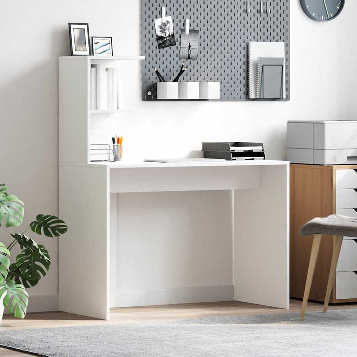 Bord med hylde Hvid 102 x 50 x 124 cm Konstrueret træ