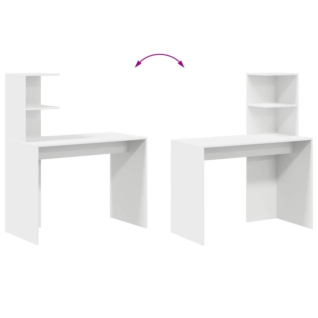 Bord med hylde Hvid 102 x 50 x 124 cm Konstrueret træ