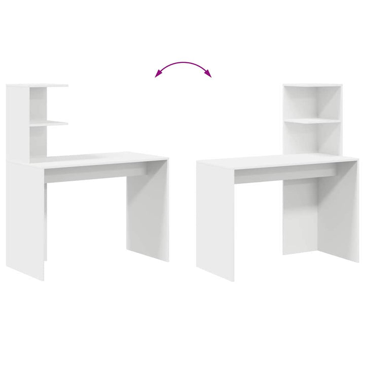 Bord med hylde Hvid 102 x 50 x 124 cm Konstrueret træ