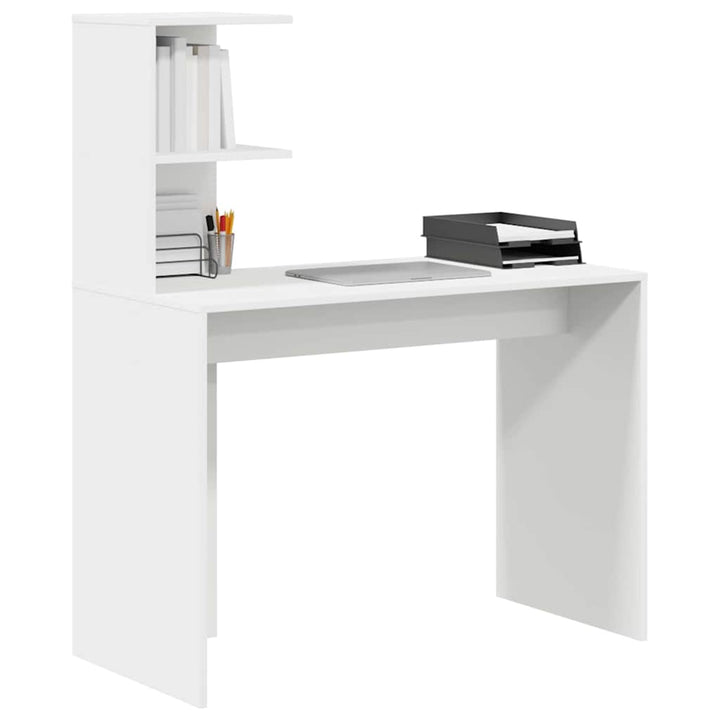 Bord med hylde Hvid 102 x 50 x 124 cm Konstrueret træ